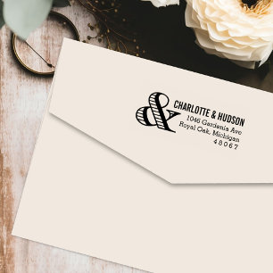 Carimbo Auto Entintado Endereço de Retorno de Casamento Ampersand Listrad