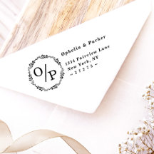 Endereço de Retorno de Casamento com Monograma do
