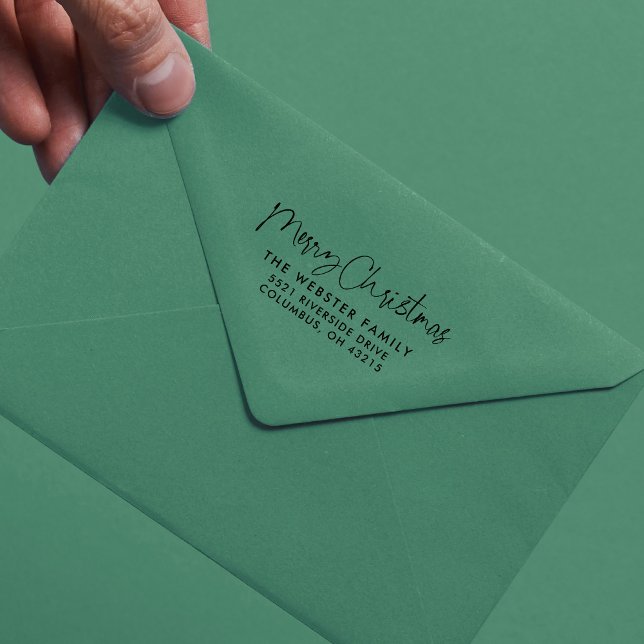 Carimbo Auto Entintado Endereço de retorno de feriado feliz no Natal (Criador carregado)