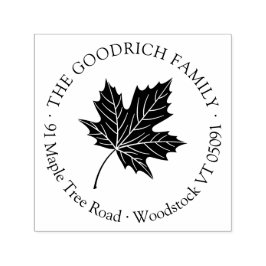 Carimbo Auto Entintado Endereço De Retorno De Folha De Maple Arredondada 