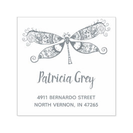 Carimbo Auto Entintado Endereço de Retorno de Libélula Caprichosa Persona