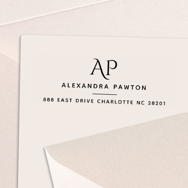 Carimbo Auto Entintado Endereço de Retorno de Monograma Simples Moderno (Criador carregado)