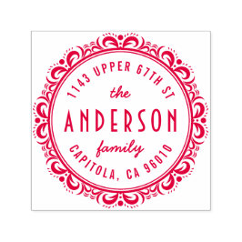 Carimbo Auto Entintado Endereço de Retorno de Quadro Deco de Arte Elegant