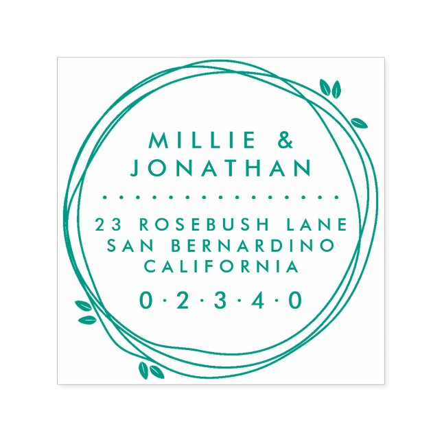 Carimbo Auto Entintado Endereço de Retorno de Wreath Moderno Elegante de  (Design)