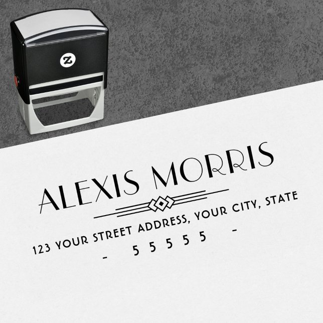 Carimbo Auto Entintado Endereço de retorno do estilo de Deco de Arte Eleg (Criador carregado)