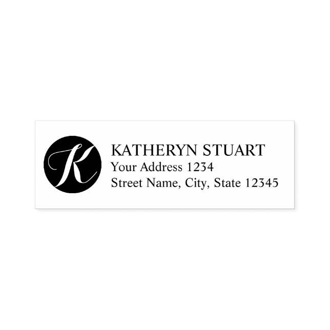 Carimbo Auto Entintado Endereço de Retorno do Monograma do Script Elegant (Design)