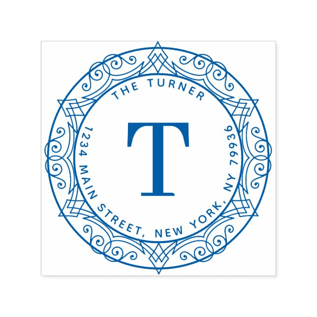 Carimbo Auto Entintado Endereço de retorno do monograma moderno (Design)