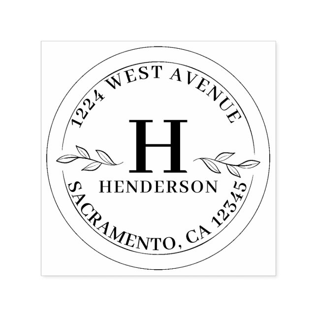 Carimbo Auto Entintado Endereço de Retorno do Monograma Moderno (Design)