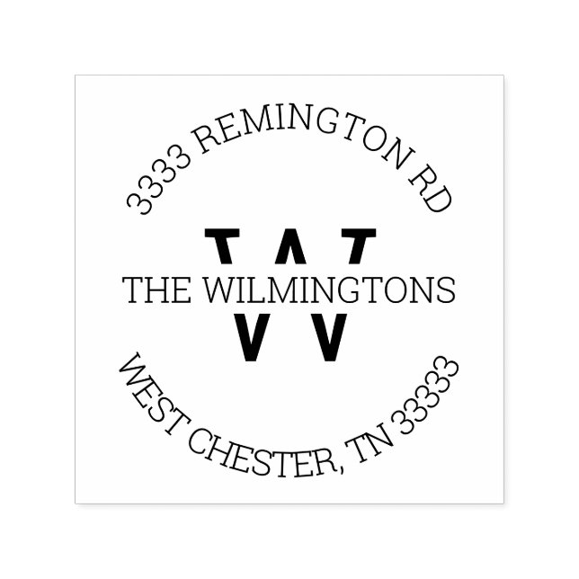 Carimbo Auto Entintado Endereço de retorno do monograma moderno (Design)