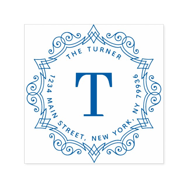 Carimbo Auto Entintado Endereço de retorno do monograma moderno (Design)