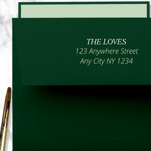 Carimbo Auto Entintado Endereço de retorno elegante e simples moderno (Green & Gold Ink Stamp)