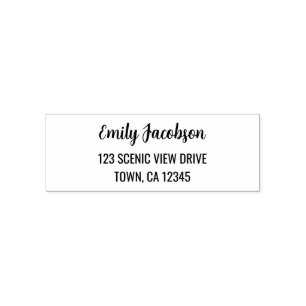 Carimbo Auto Entintado Endereço de retorno   Elegante Script de Caligrafi