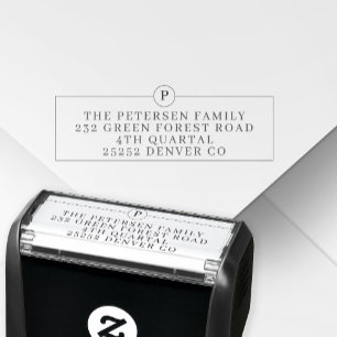 Carimbo Auto Entintado Endereço de retorno inicial do monograma da famíli