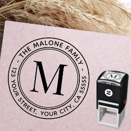 Carimbo Auto Entintado Endereço de retorno mínimo de monograma moderno