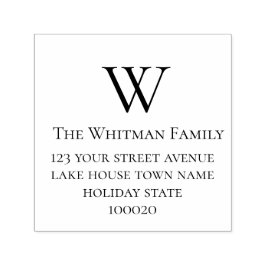 Carimbo Auto Entintado Endereço de retorno mínimo do monograma da família