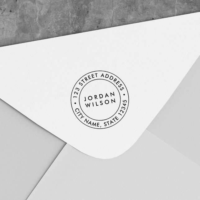 Carimbo Auto Entintado Endereço de Retorno Moderno de Borda Dupla (Criador carregado)