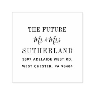Carimbo Auto Entintado Endereço de Retorno Moderno Futuro Sr e Sra Script