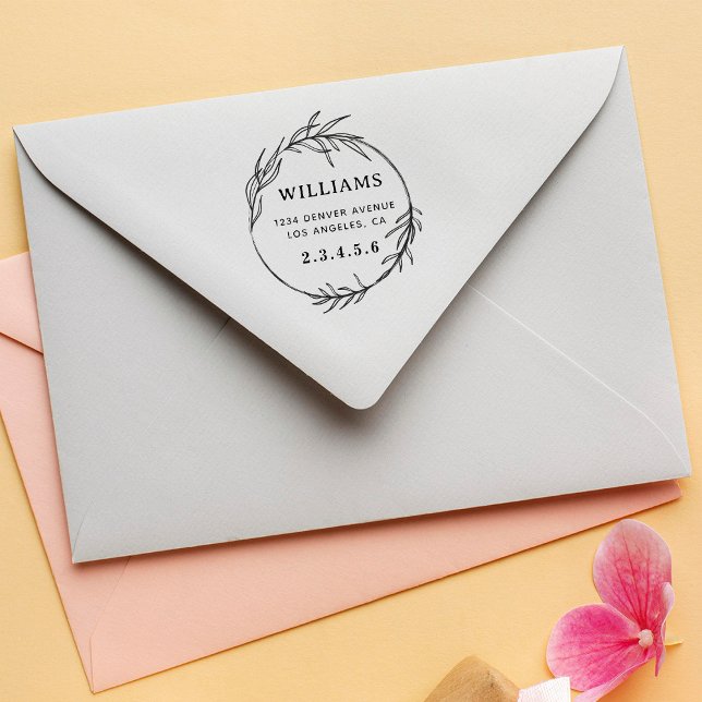 Carimbo Auto Entintado Endereço de Retorno Personalizado da Fenda Botânic (Criador carregado)