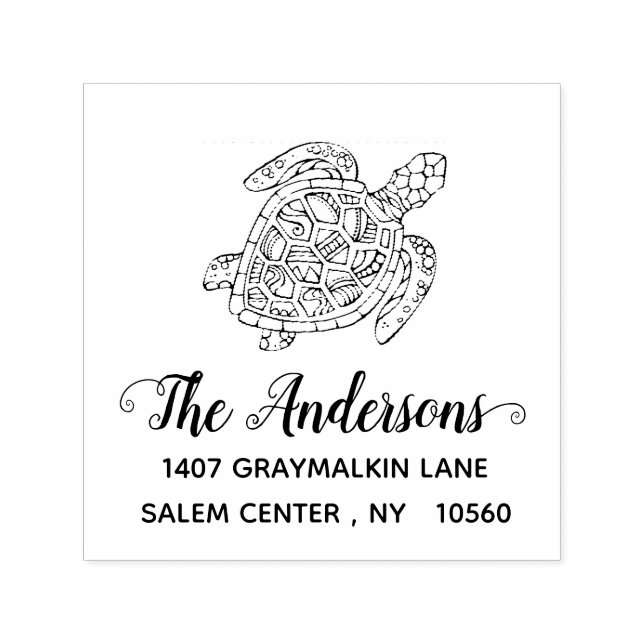 Carimbo Auto Entintado Endereço de Retorno Personalizado de Tartaruga Man (Design)
