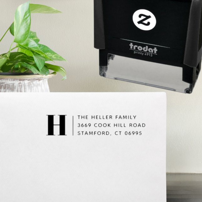 Carimbo Auto Entintado Endereço de Retorno Personalizado do Monograma Clá (Criador carregado)