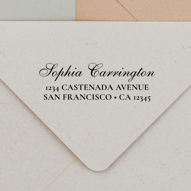 Carimbo Auto Entintado Endereço de Retorno Personalizado do Script Elegan (Criador carregado)