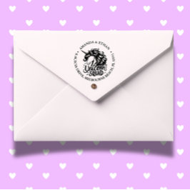 Carimbo Auto Entintado Endereço de Retorno Personalizado do Unicórn em Qu