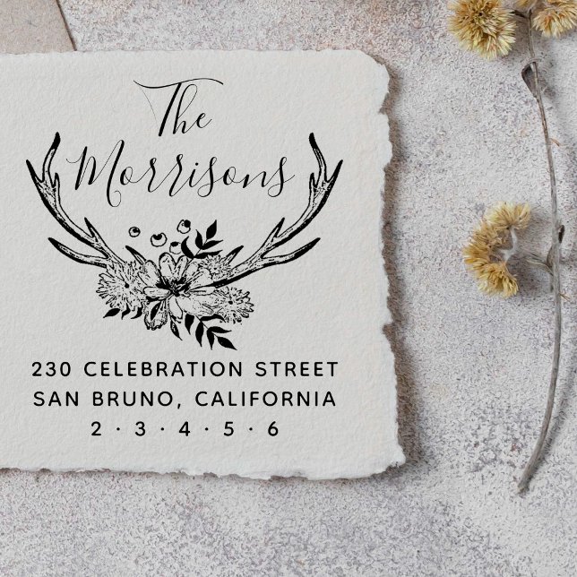 Carimbo Auto Entintado Endereço de Retorno Personalizado dos Atalhos Flor (Criador carregado)