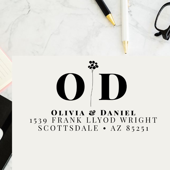 Carimbo Auto Entintado Endereço de Retorno Personalizado Elegante do Mono (Criador carregado)