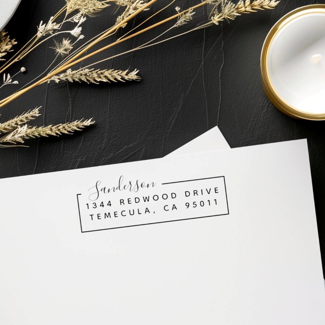 Carimbo Auto Entintado Endereço de Retorno Retangular do Sobrenome de Scr (Criador carregado)