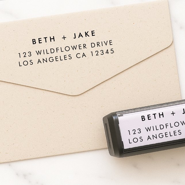 Carimbo Auto Entintado Endereço de retorno | Simples Casal Moderno Minima (Criador carregado)