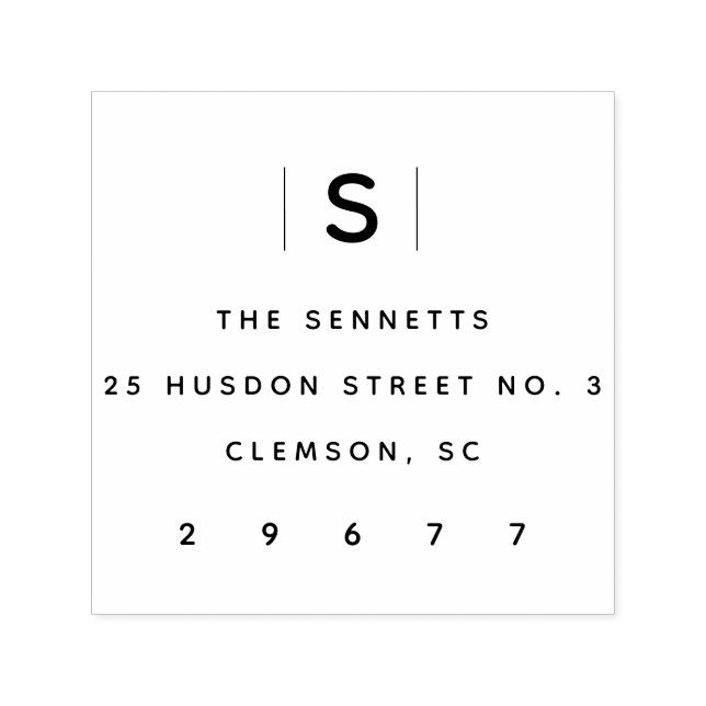 Carimbo Auto Entintado Endereço de Retorno Simples do Monograma Moderno (Design)