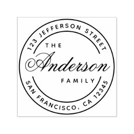 Carimbo Auto Entintado Endereço de Script Elegante do Nome da Família de 