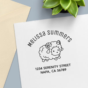 Carimbo Auto Entintado Endereço do Arco do Carneiro de Ovelha Pequena Fof