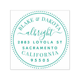 Carimbo Auto Entintado Endereço do Casal Casado Elegante Redondo Moderno