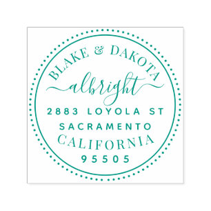 Carimbo Auto Entintado Endereço do Casal Casado Elegante Redondo Moderno