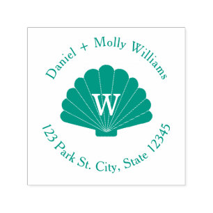 Carimbo Auto Entintado Endereço do monograma do Seashell