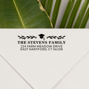 Carimbo Auto Entintado Endereço do Nome do boné de formatura & Verde