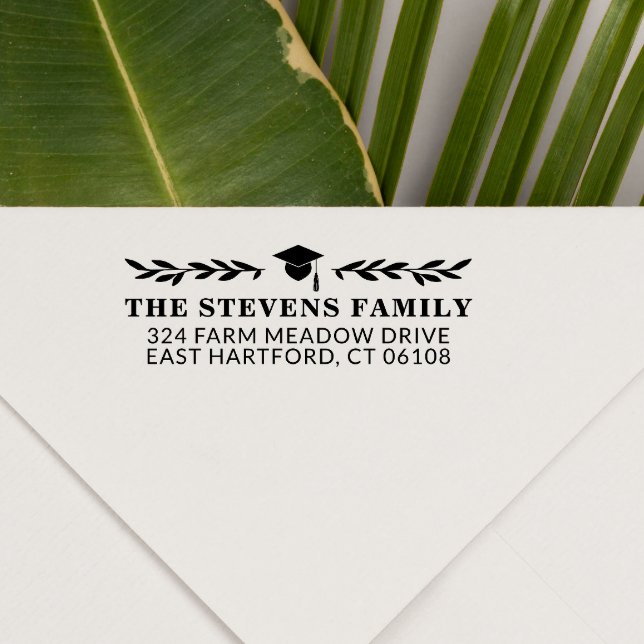 Carimbo Auto Entintado Endereço do Nome do boné de formatura & Verde (Criador carregado)