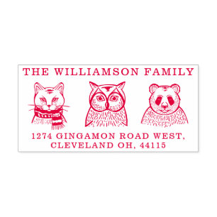 Carimbo Auto Entintado Endereço do remetente animal da família do urso 