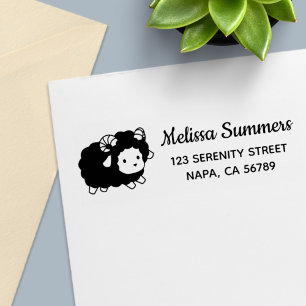 Carimbo Auto Entintado Endereço do remetente bonito da ram das ovelhas