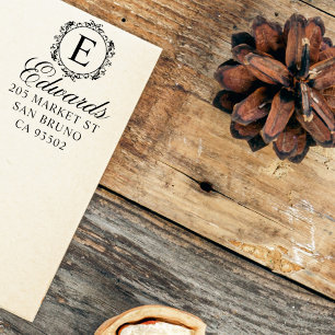 Carimbo Auto Entintado Endereço do remetente elegante do nome de famíli