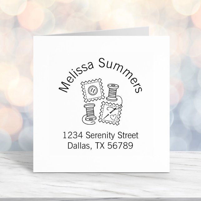 Carimbo Auto Entintado Endereço do Tecido do Hobby do Artesanato de costu (Criador carregado)