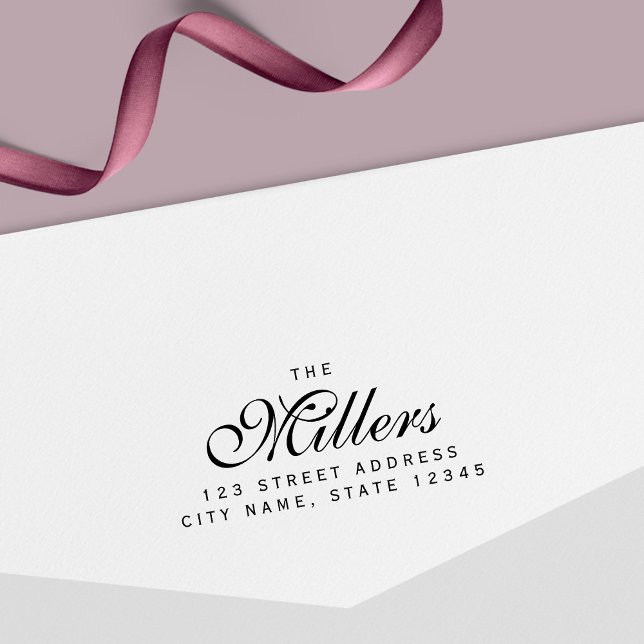 Carimbo Auto Entintado Endereço Doméstico do Nome da Família Elegante Per (Criador carregado)