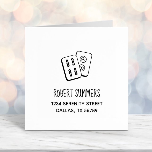 Carimbo Auto Entintado Endereço dos Azulejos de Jogo MahJong (Criador carregado)