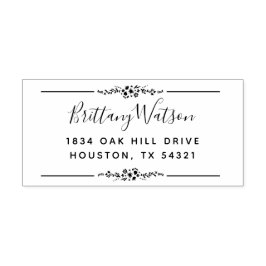 Carimbo Auto Entintado Endereço Floral Elegante Blooms
