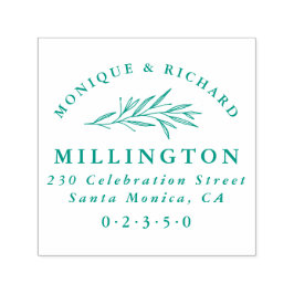 Carimbo Auto Entintado Endereço Formal de Casamento Botânico Clássico