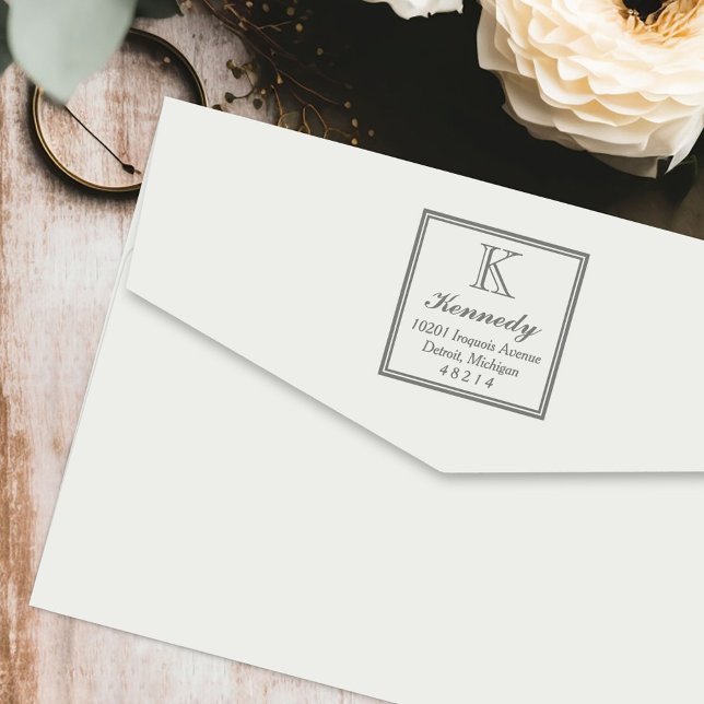 Carimbo Auto Entintado Endereço inicial de devolução do Monograma ao quad (Criador carregado)