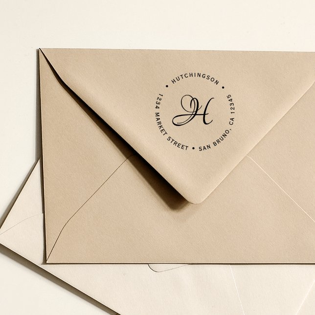 Carimbo Auto Entintado Endereço inicial de devolução do script do Fuchsia (Criador carregado)