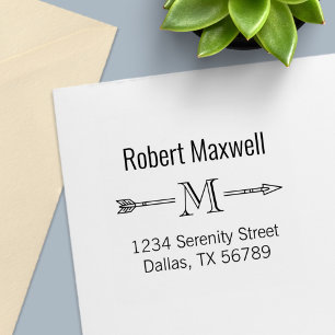 Carimbo Auto Entintado Endereço inicial do Monograma de Seta