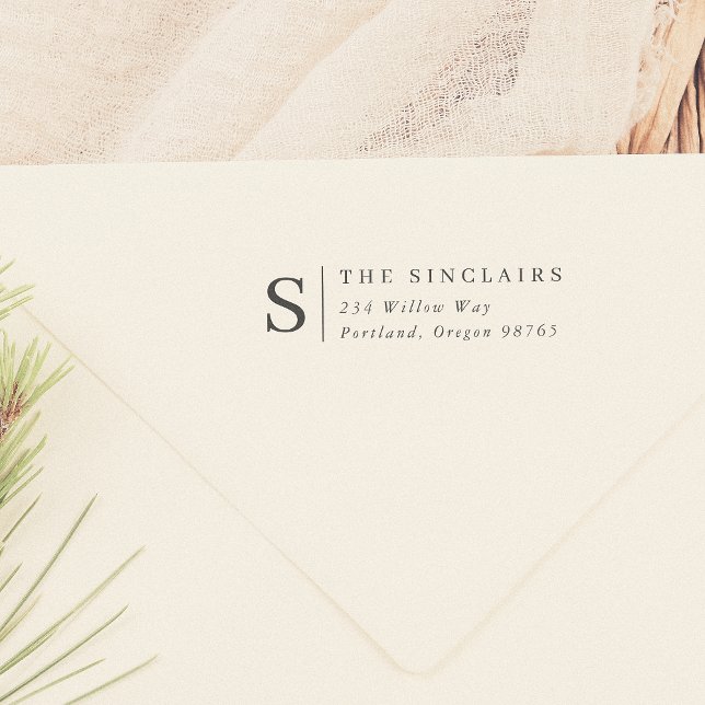 Carimbo Auto Entintado Endereço Mínimo de Retorno da Família Elegante Mon (Criador carregado)